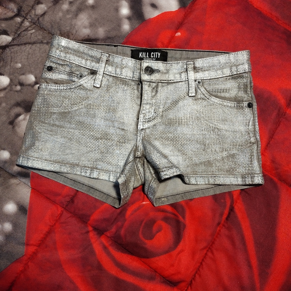 NWOT Kill City by Lip Service silver shorts